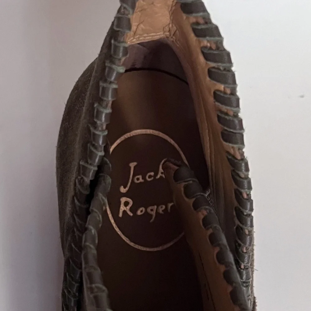 JACK ROGERS Olive Green Suede Sadie Ankle Booties Size 8.5